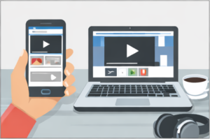 모바일과-PC에서-콘텐츠-플랫폼을-이용하는-모습