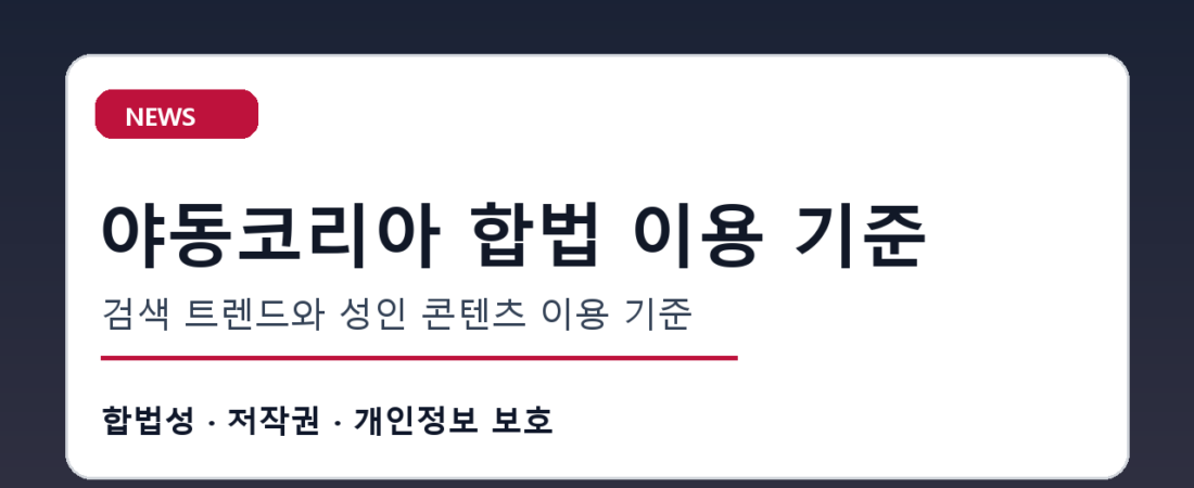 야동코리아를 찾기 전 알아야 할 합법 이용 기준과 주의사항